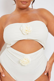Corsage Detail Bandeau Swimsuit