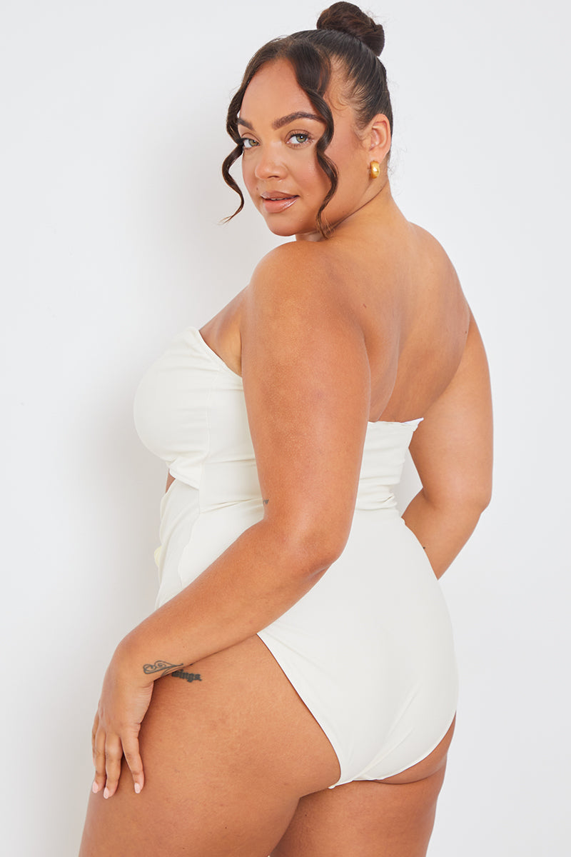 Corsage Detail Bandeau Swimsuit