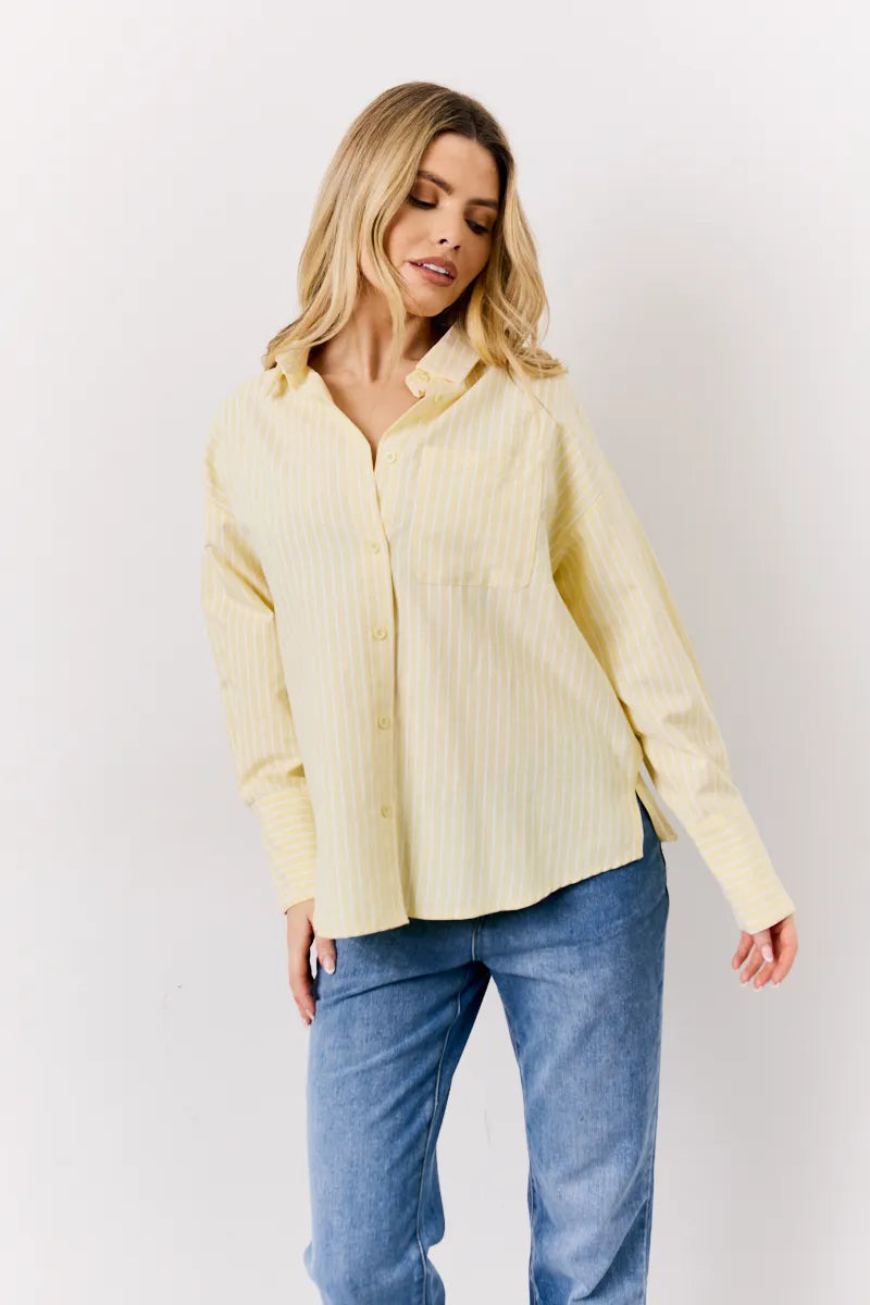 In The Style Oversized Stripe Shirt in Yellow