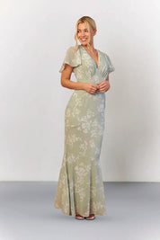 In The Style Sage Floral Print Chiffon Flutter Sleeve Maxi Dress