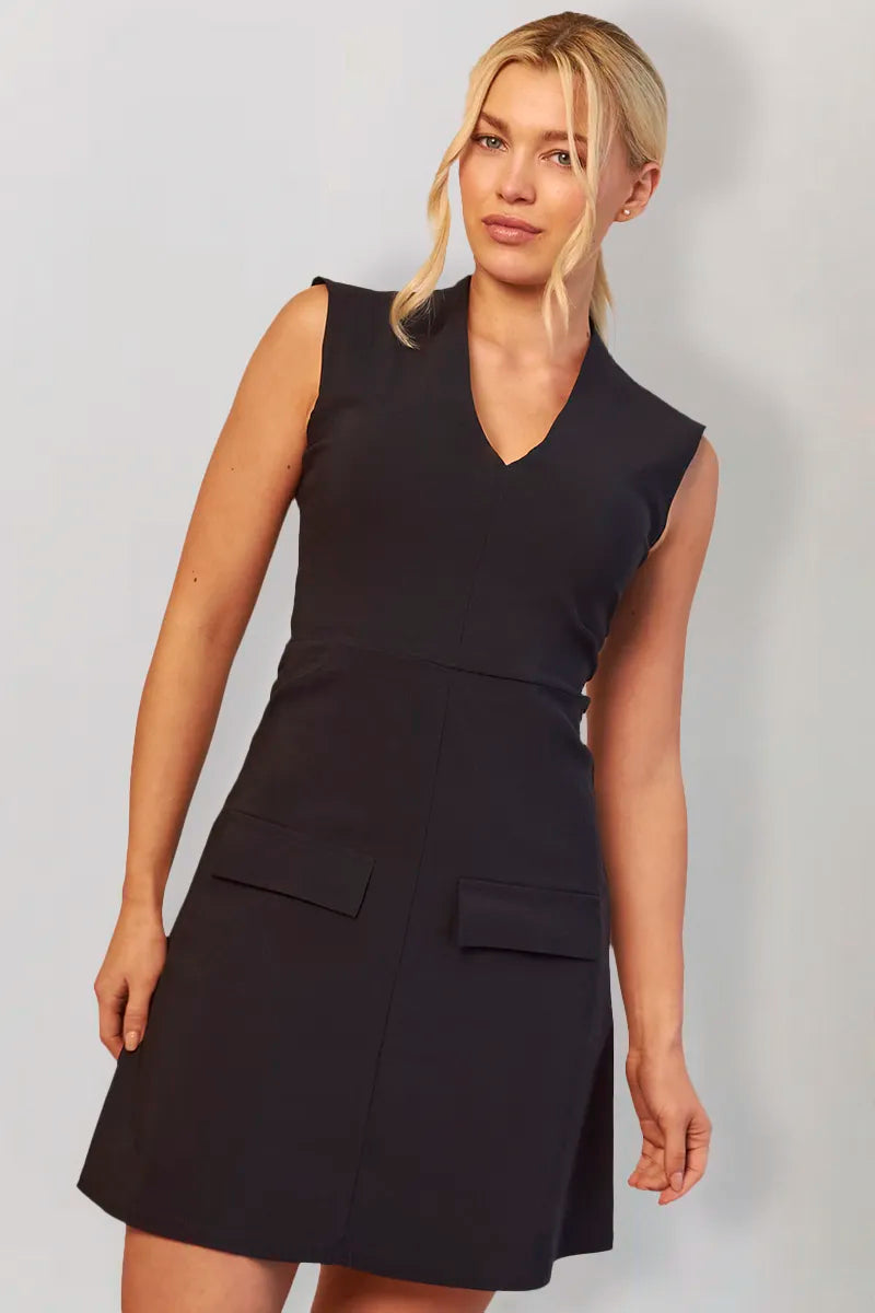 In The Style Black Structured Plunge Front Sleeveless Mini Dress