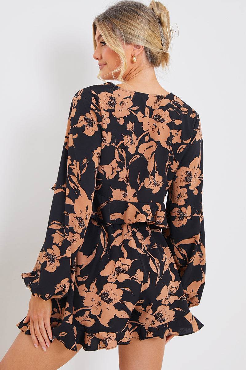 Abstract Floral Frill Co-Ord Shorts