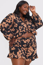 Abstract Floral Frill Co-Ord Shorts
