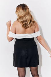 Black Contrast Bow Mini Dress