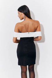 In The Style Black Contrast Bow Mini Dress
