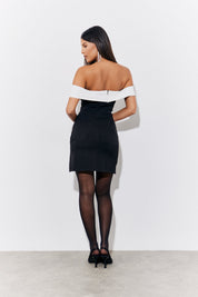 Black Contrast Bow Mini Dress