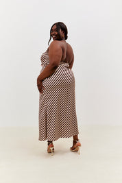 Satin Stripe Bandeau Maxi Dress