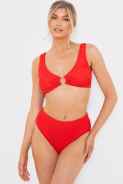 Control Textured High Waist Bikini Bottoms