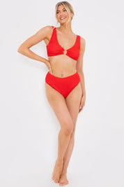 Control Textured High Waist Bikini Bottoms