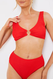 Control Textured High Waist Bikini Bottoms