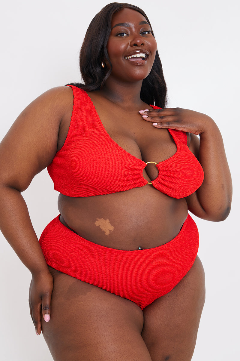 Control Textured High Waist Bikini Bottoms