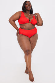 Control Textured High Waist Bikini Bottoms