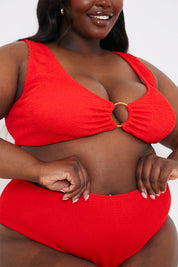 Control Textured High Waist Bikini Bottoms