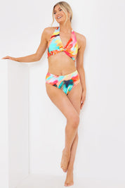 Control High Waist Abstract Print Bikini Bottom