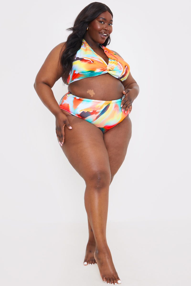 Control High Waist Abstract Print Bikini Bottom