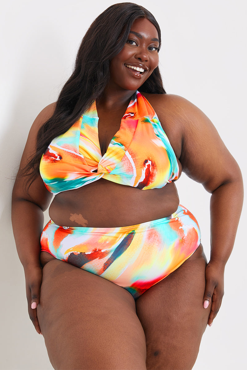 Control High Waist Abstract Print Bikini Bottom