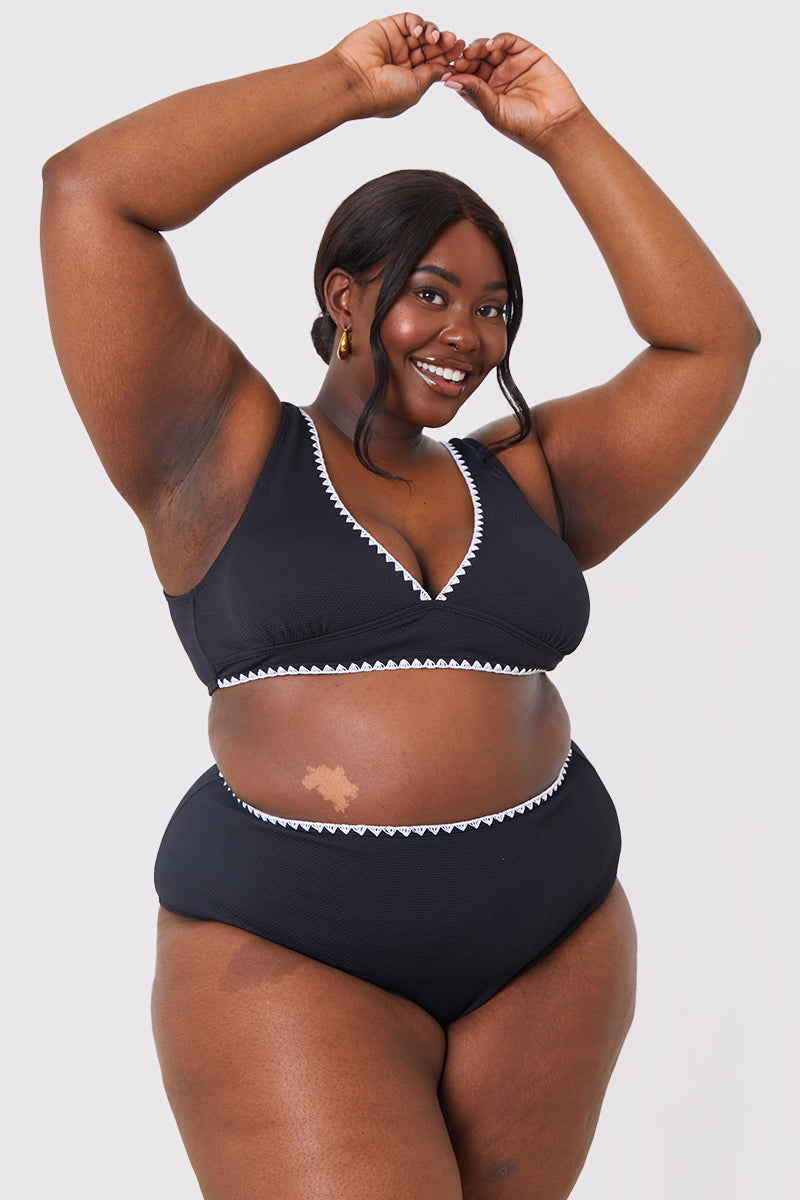 Control Whipstitch Trim High Waist Bikini Bottoms