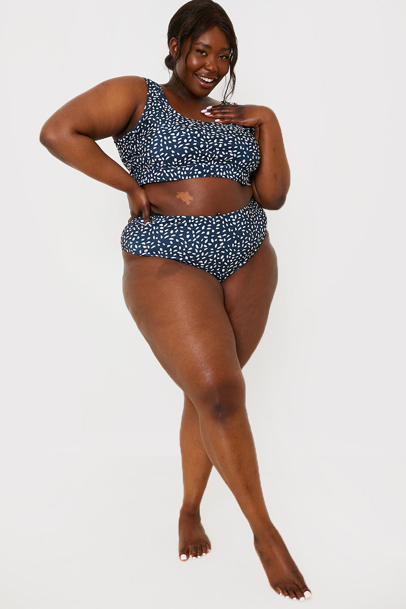 Smudge Spot Print High Waist Bikini Bottoms