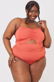 Control Ruched Front Cut Out Swimsuit