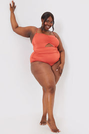 Control Ruched Front Cut Out Swimsuit