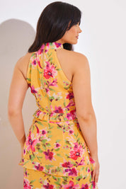 Floral Chiffon Halter Co-Ord Crop Top