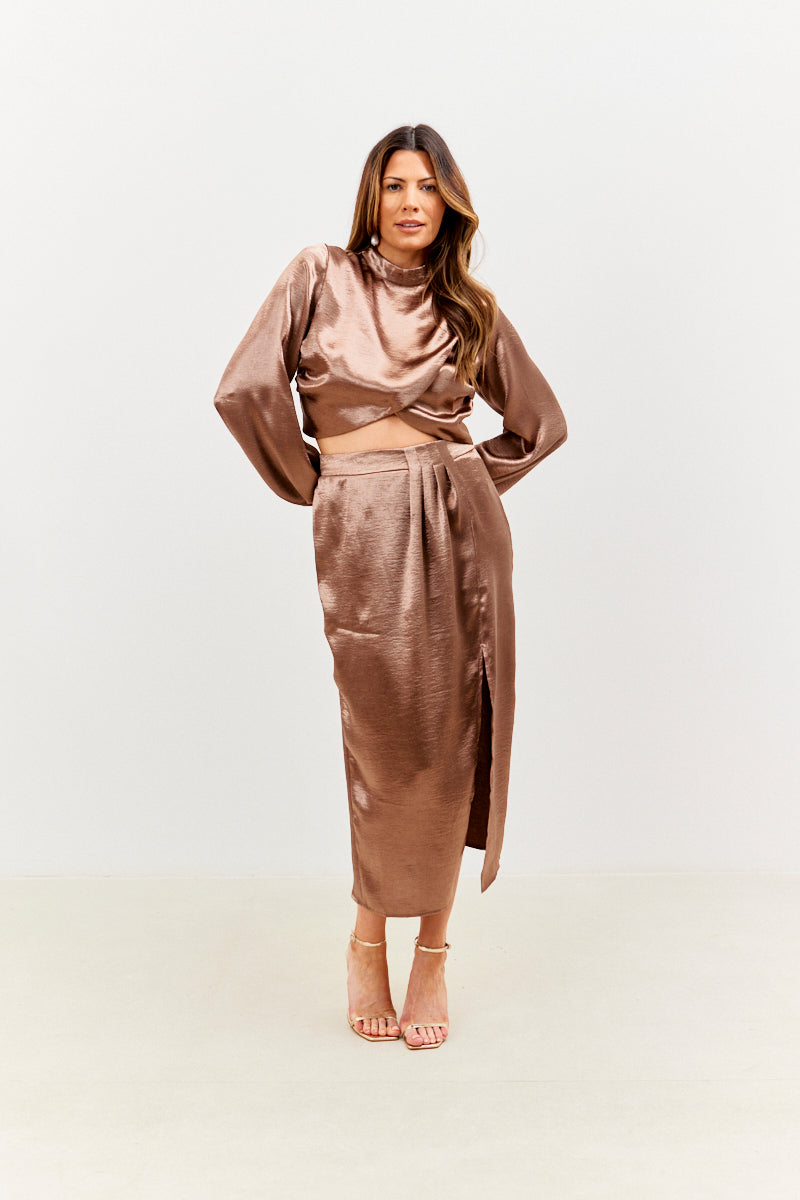High Neck Wrap Co-Ord Top