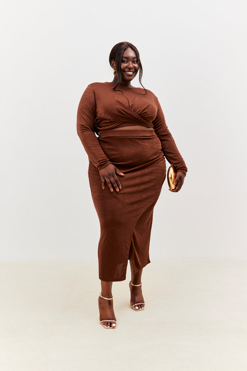 Twist Acetate Slinky Co-Ord Crop Top