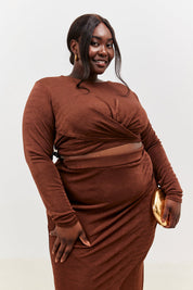 Twist Acetate Slinky Co-Ord Crop Top