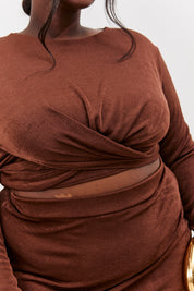 Twist Acetate Slinky Co-Ord Crop Top