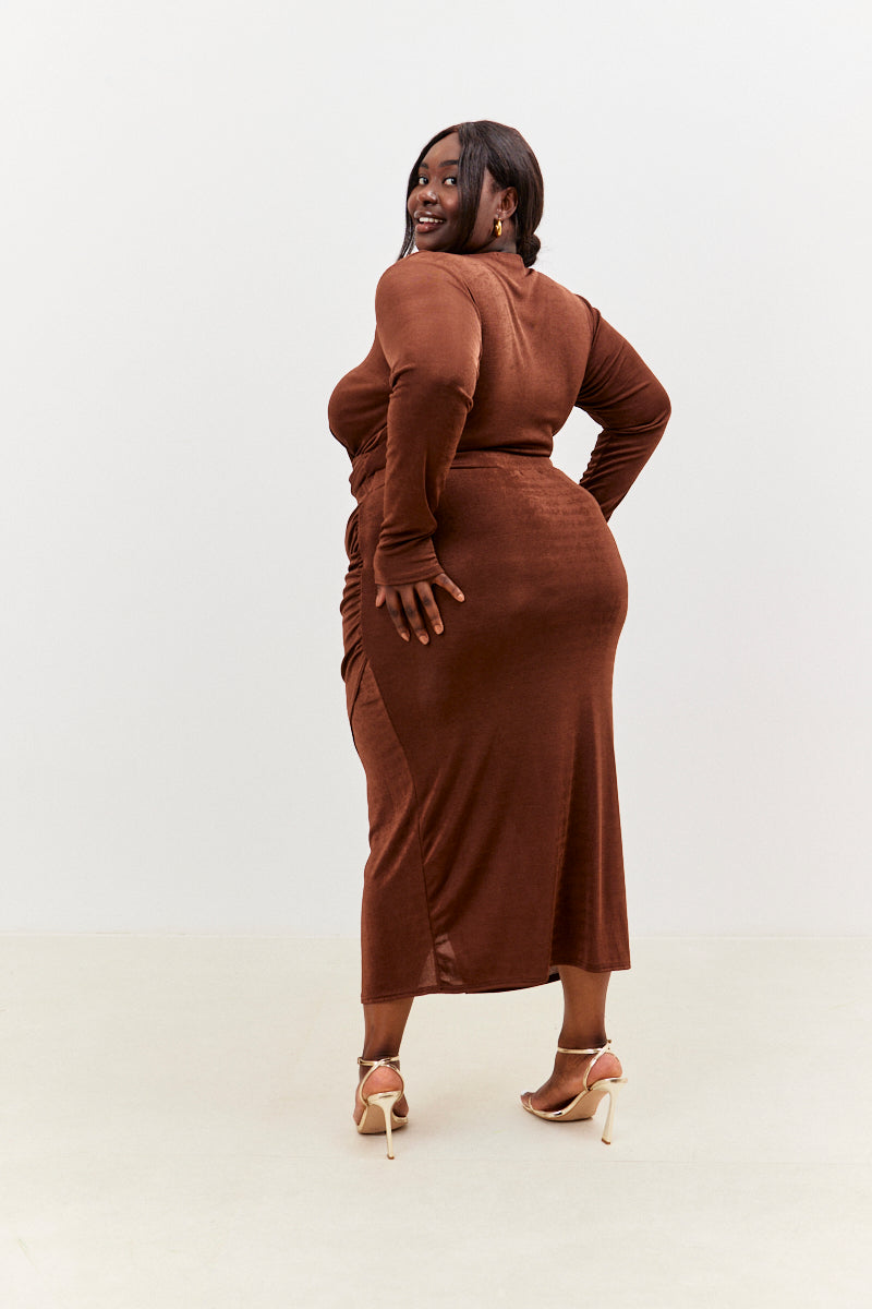 Twist Acetate Slinky Co-Ord Crop Top