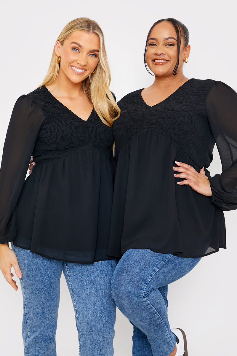 Shirred Bust Smock Top