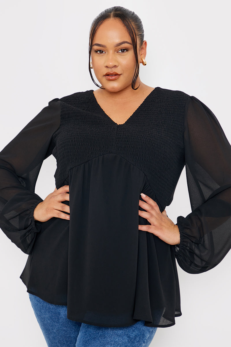 Shirred Bust Smock Top