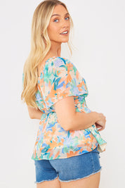 Floral Wrap Blouse