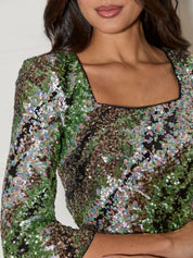 Long Sleeve Sequin Top in Multi