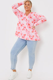 FLORAL TIERED JERSEY SMOCK TOP
