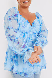 FLORAL RUCHED BUST SMOCK TOP