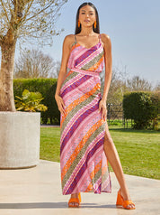 Abstract Printed Maxi Skirt In Purple