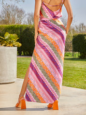 Abstract Printed Maxi Skirt In Purple