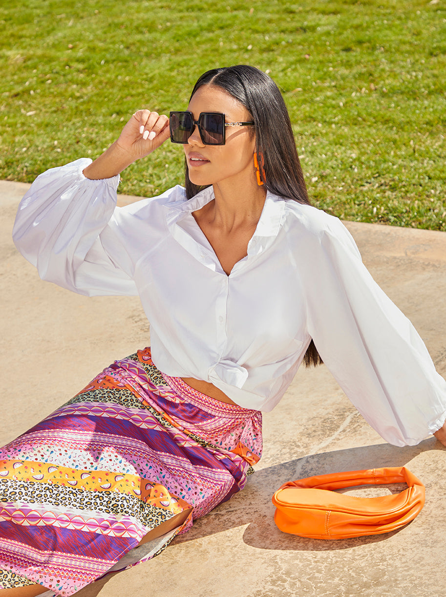 Abstract Printed Maxi Skirt In Purple