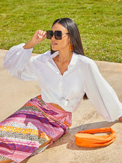 Abstract Printed Maxi Skirt In Purple