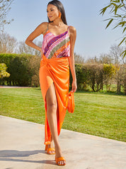 Abstract Stripe Print Cami Top in Purple