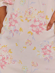 Short Sleeve Floral Printed Midi Dress in Pink