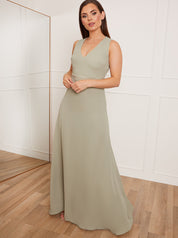 Petite Cut-Out Bow Back Maxi Dress in Sage
