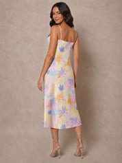 Cami Strap Floral Midi Slip Dress in Pink