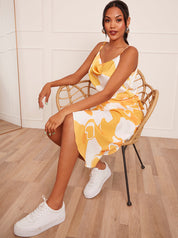 Cowl Neck Printed Cami Top in Yellow