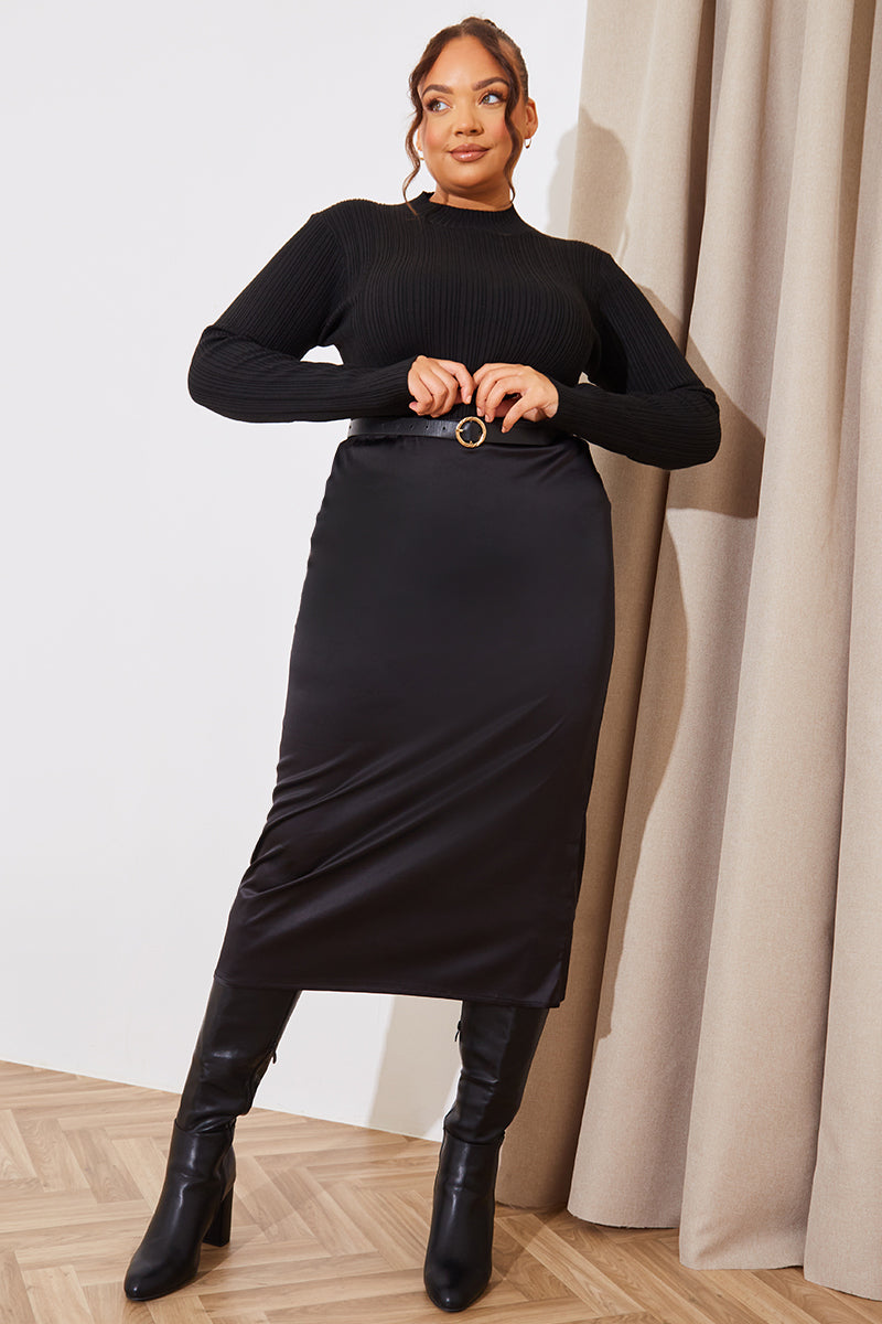 High Neck Variegated Rib Knit Bodysuit