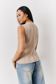Mocha Ribbed Button Up Knitted Waistcoat