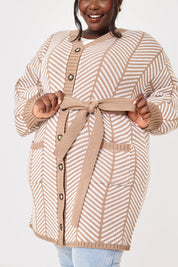 Herringbone Belted Cardigan