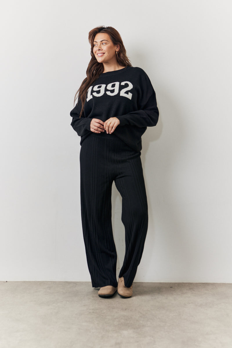 Rib Knit Wide Leg Co Ord Trouser