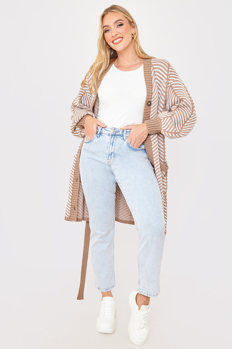 Herringbone Belted Cardigan